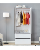 74.2" H 2-Doors 2-Drawers White Wooden Armoire