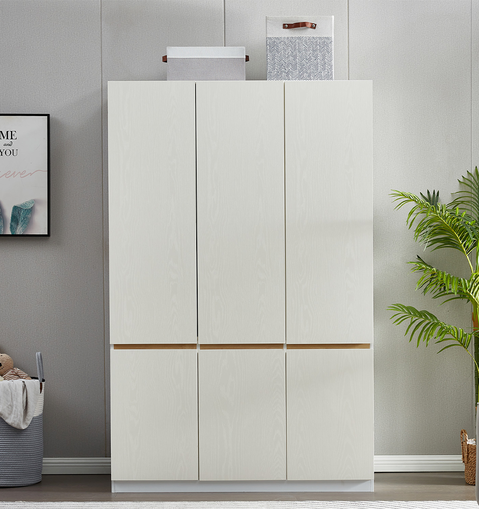 74" H 3 Doors White Wooden Wardrobe Closet Armoire