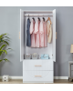 74.2" H White 2 Doors 2 Drawers Modern Wooden Armoire Wardrobe