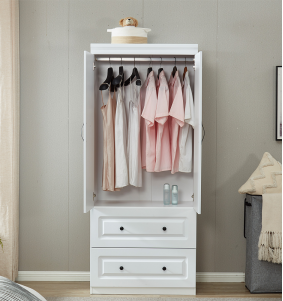 74''H Wardrobe Closet with 2 Doors White Armoire Wardrobe Closet