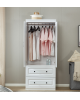 74''H Wardrobe Closet with 2 Doors White Armoire Wardrobe Closet