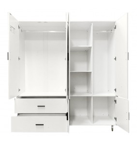 Armoire Wardrobe Closet, Wooden Armoires  Wardrobe Cabinet with 4 Door 2 Drawers, 5 Shelves and 2 Hanging Rail Tall Wardrobe Closet