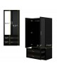 2 Door Armoire Wardrobe Closet with Mirror Door, Armoire Wardrobe Closet with Hanging Rod for Bedroom,Black   