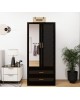 2 Door Armoire Wardrobe Closet with Mirror Door, Armoire Wardrobe Closet with Hanging Rod for Bedroom,Black   