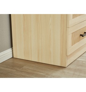 3 Doors Manufactured Wooden Wardrobe Armoire Closet with mirror door,47'W wardrobe cabinet with 4 drawers,3 shelves and rod.