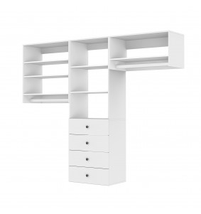 White Wood Modular Closet System 70.2'H x 85.8'W x 16.19"D with 7 shelves and 4 drawers