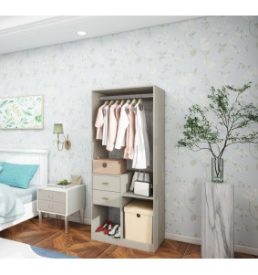 Wardrobe Closet Organizer System with Closet Drawers,Closet System  for Hanging Clothes with Closet Shelves Wall Mounted, Gray