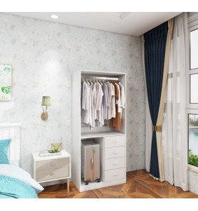 Closet Organizer, Clothes System with Closet Shelves Wall Mounted, Closet Organizer System with Drawer and  Hanging Rod,White
