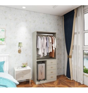 Clothes System with Closet Shelves Wall Mounted, Closet Organizer System with Drawer, Walk in Closet Organizers and Storage with Hanging Rod,Gray
