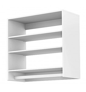 White Manufactural Wooden Closet System Wardrobe with 3 rods 5 shelves and 2 drawers