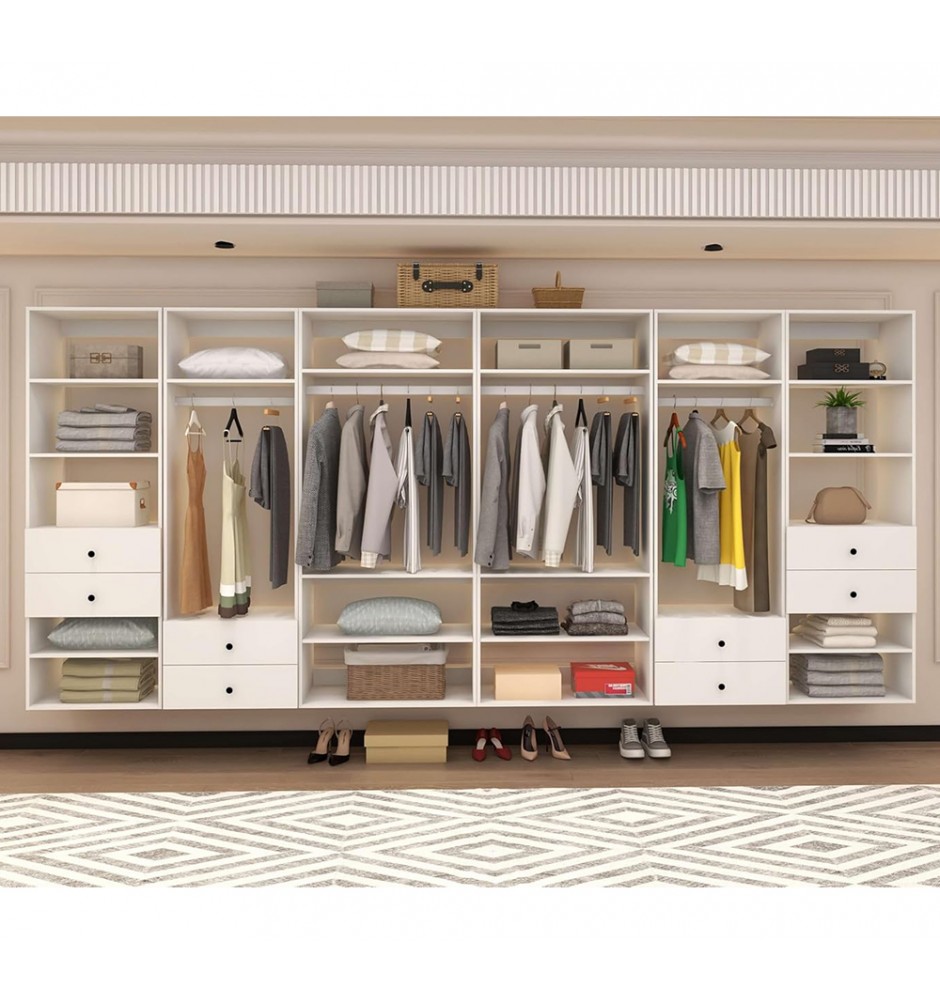 Closet Organizers and Storage, Wardrobe Closet Organizer System with Closet Drawers, Clothes Organizer with Closet Shelves Wall Mounted