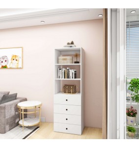 71" High Wardrobe Closet System with 4 Closet Drawers, Walk-in Closet Organizers and Storage, Wooden Clothes Organizer,White