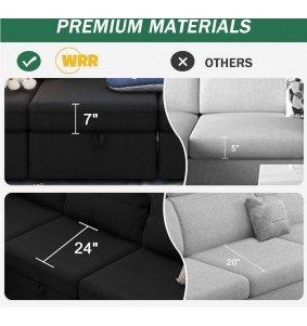 Modular Sectional Couch 4-Seater Sectional Couches with Storage Sectionals Modular Sofa Sectionals Couch for Livingroom ,Black
