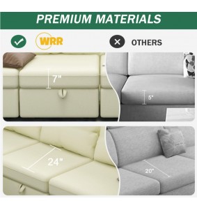Livelylodge Modular Sectional Sofa U Shaped Sectional Couch with Ottomans Reversible Modular Sofa 7 Seater Couch with Storage Seat Livingroom Furniture Set Comfy Sofa,White